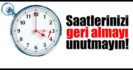 Saatler Geri Alınıyor